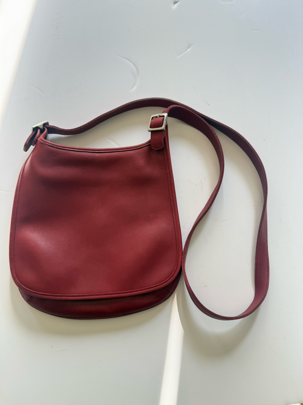 Vintage Coach Legacy Slim Hippie Flap, Red Leather Style 9135